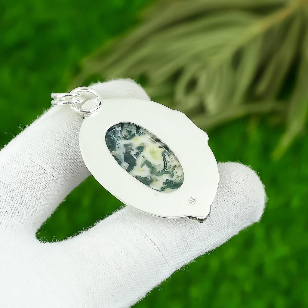 Gift For Women Jewelry Pendant 925 Sterling Silver Natural Tree Agate Gemstone