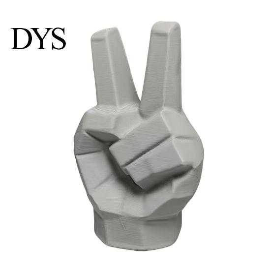 Victory Gesture Figurine 3D Printed Hand Sculpture, Modern Resin Statue for Home Office Geometric Art Desk Decor, Creative Finger Ornament Shelf