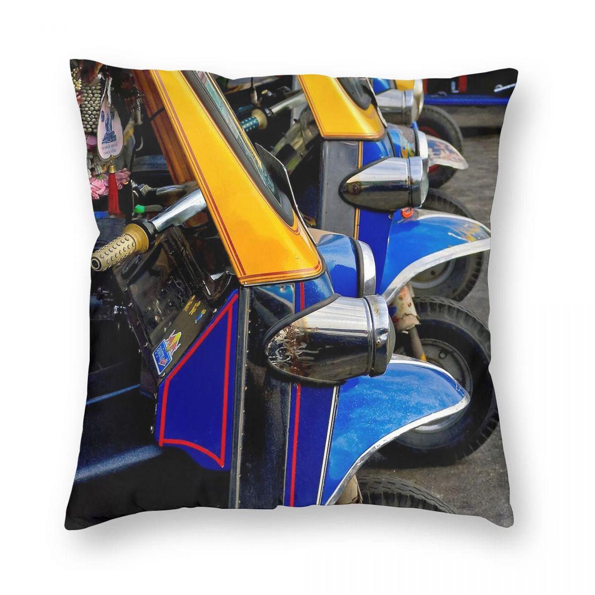 Tuk Tuk Thailand Square Pillowcase Polyester Linen Velvet Creative Zip Decorative Pillow Case Room Cushion Cover Wholesale 30x30cm
