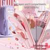 Three-Layer Backpack-Style Pencil Case for Girls: Large Capacity, Cute Design, Perfect for Elementary Students (2024 Model)
