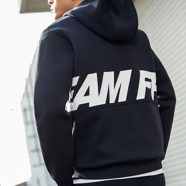 Anta Basketball Series Letter Print Knit Hooded Jacket Men Outerwear Black 152211708-2