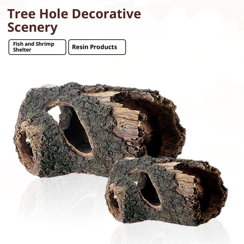 1Pcs Landscaping Aquarium Scenery Resin Crafts Decor Wooden Barrel Wood Tree Debris Escape Bucket Fish Tank Decoration