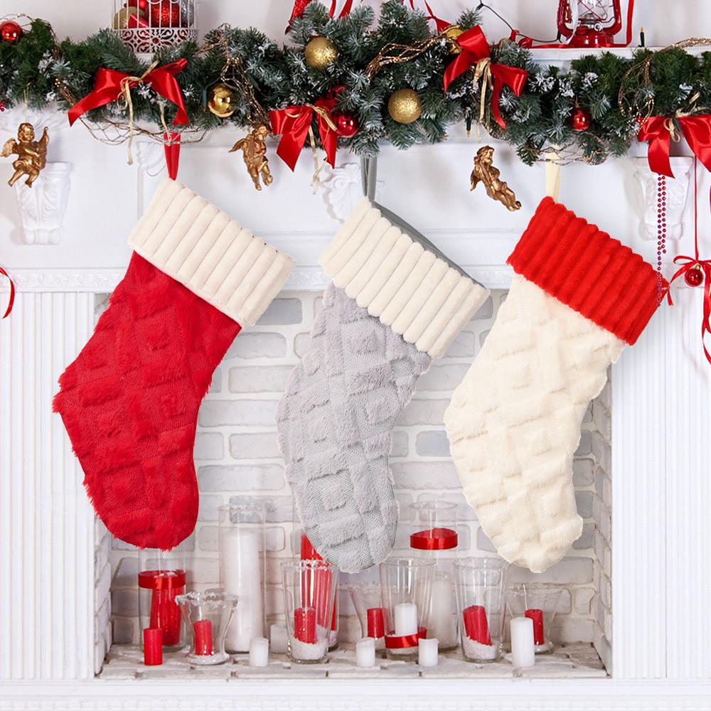Stylish And Elegant Plush Christmas Stockings For Festive Winter Celebrations