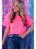 European and American Summer Gauze Ruffle Sleeve Women's Cropped T-Shirt