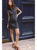 Spring 2025 European & American Style Women's Slim Denim Pleated Sleeveless Mini Dress