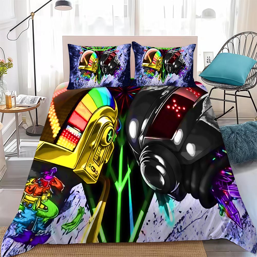 D-Daft P-Punk Duvet Cover Set Home Style Bedding Soft Laundry Cotton Bed 3 Piece Set Student Dormitory Gift