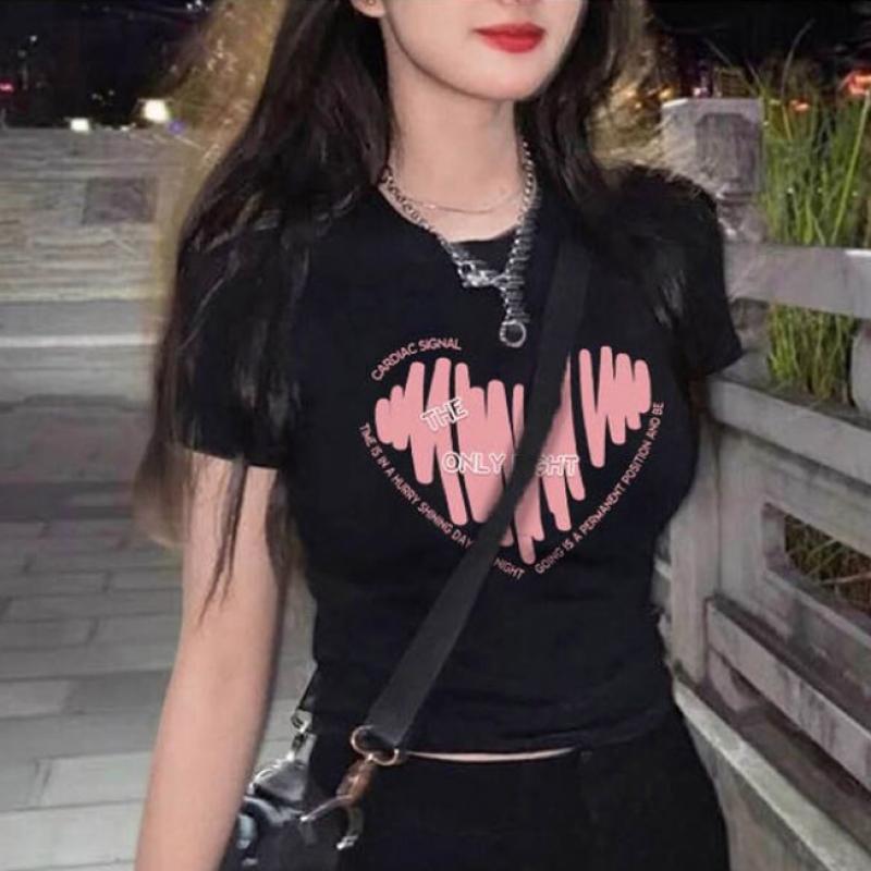 Shop   Women LeTTering Semi Crop T shirT Won Wsh Wf05e6d