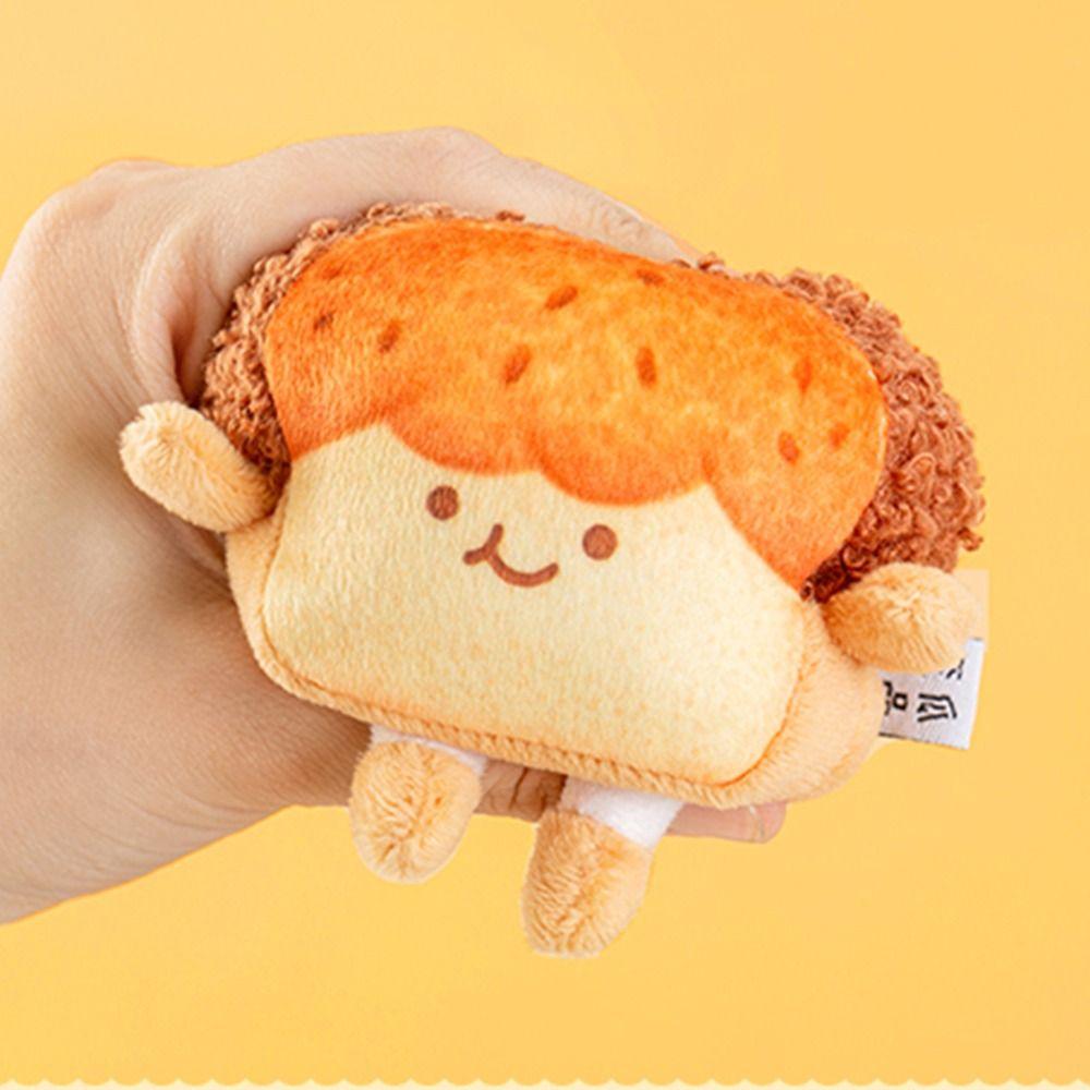 Personality Badge Stuffed Dual-use Expression Brooch Toast Bread Pendant Plush Key Chain Key Charms