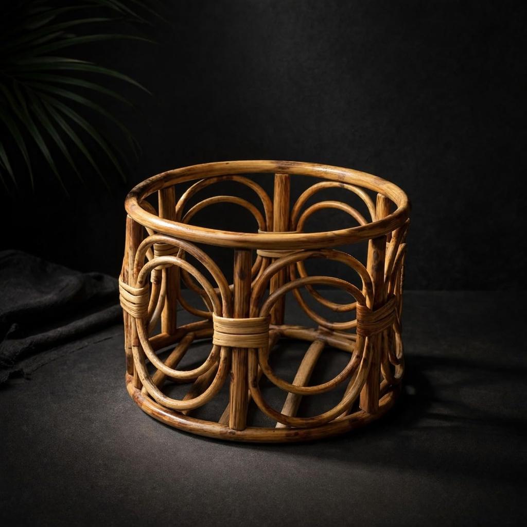 Eco Decx Rattan Planter Basket, Natural Woven Plant Holder & Decorative Flower Pot Cover for Home Decor, 20 x 20 x 16 cm