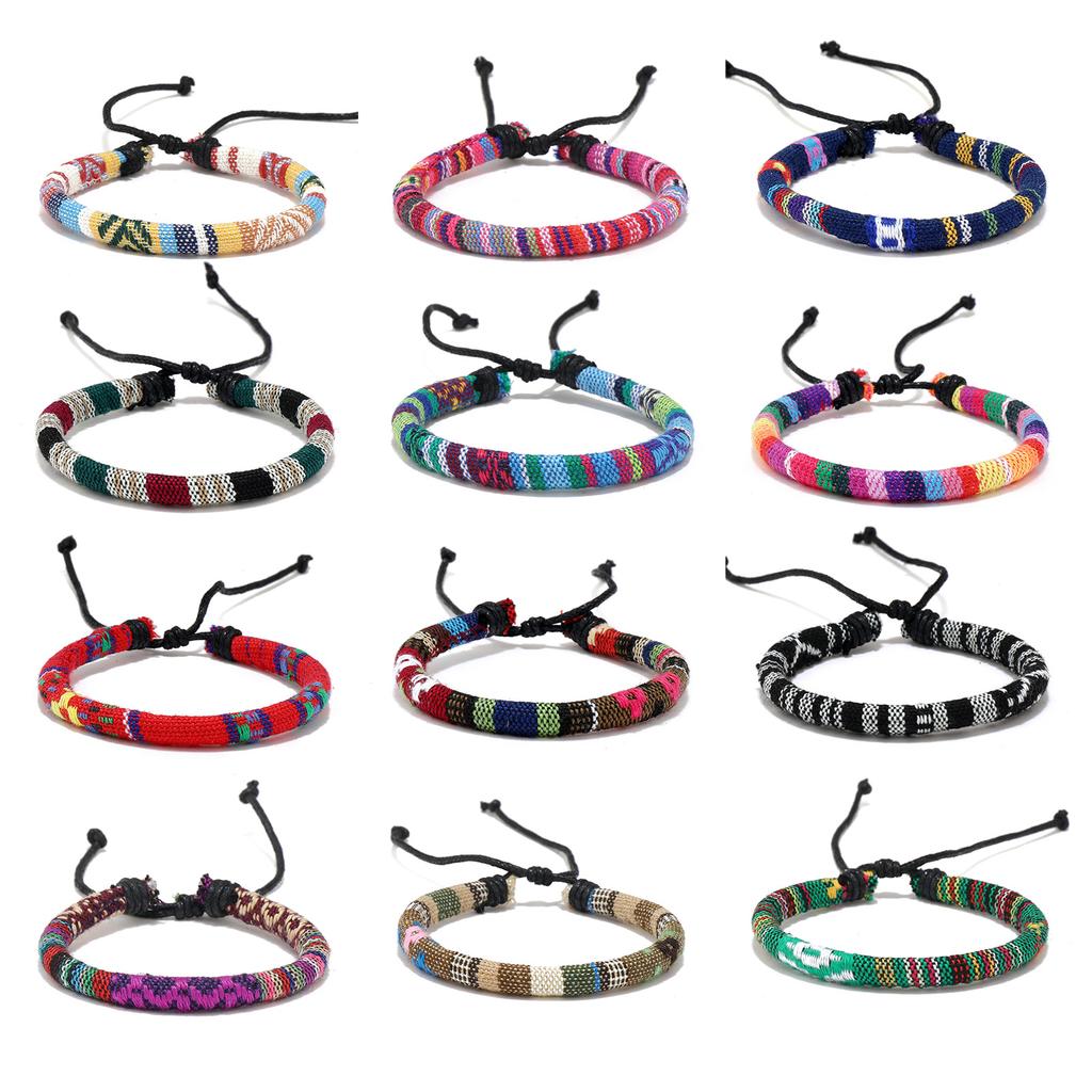 Paquete de 12 Accesorios de Pulsera Ajustables de Elaboración Artística Elegante Pulsera Trenzada Cadena de Muñeca Hecha a Mano para Reuniones