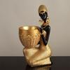 African Women Resin Figurines Golden Textured Resin Sculptures Black Women Figure Figurine For Home Centerpieces Tabletop Decor