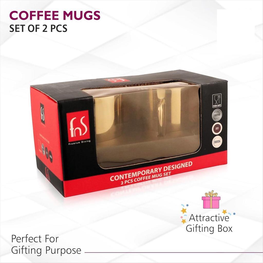 Nerezové hrnky na kávu - Dvojstěnné Bez BPA - Šálek na čaj Široké ucho - Zlatá barva