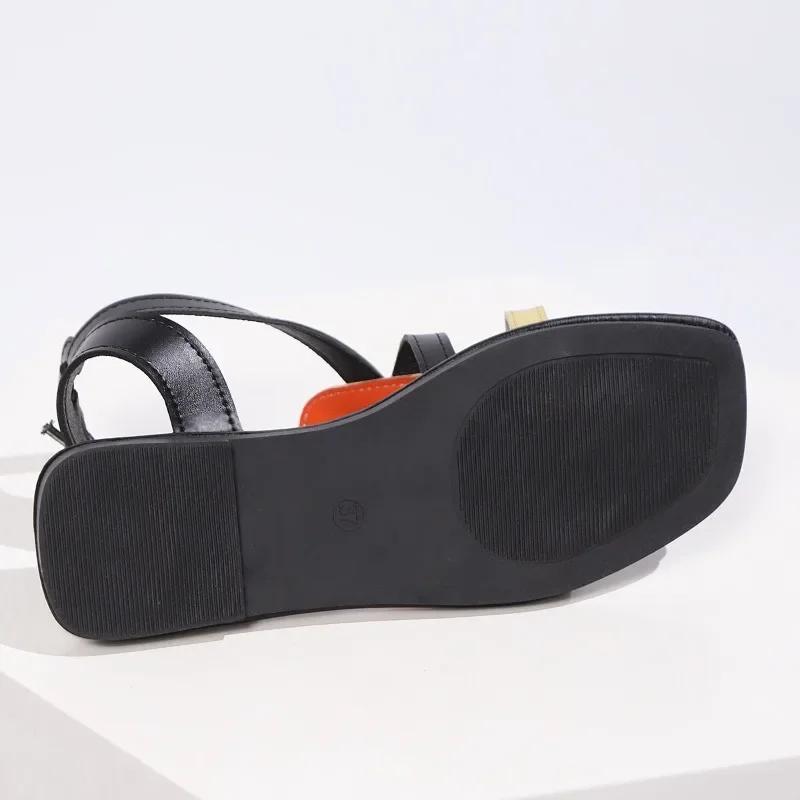 Mode Damen Schuhe 2025 Sommer Neu Offene Zehen Damen Sandalen Übergröße Gemischte Farben Schnallenriemen Flache Sandale Outdoor Täglich Lässige Flats