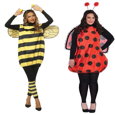 Vestido de Abeja para Fiesta Navideña de Tela con Alas Set de Mariquita para Cosplay de Halloween Adultos y Niños