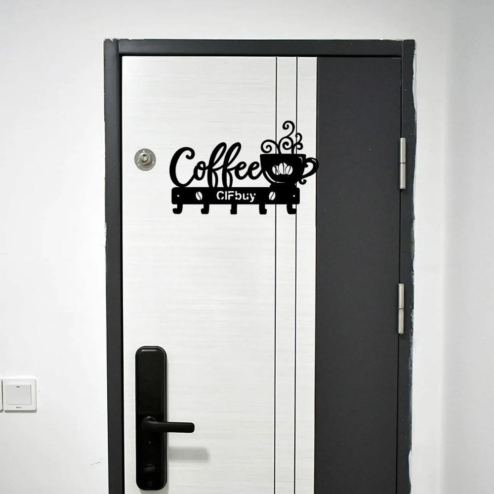 Coffee Bar Decor Rustic Metal Wall Art with Coffee Mug Sign and Hooks Coffee Shops and Homes Featuring a Stylish Coffee Bar Sign