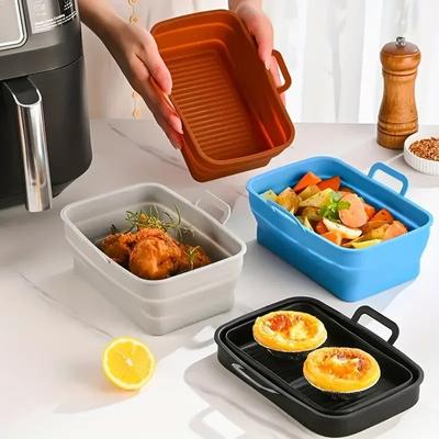 2PCS Air Fryer Silicone Tray Foldable Baking Tray Basket Heat Resistant Airfryer Accessories Airfryer Silicone Basket Liner