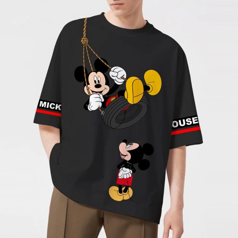 

Летняя Новая футболка с принтом Микки Мауса от Disney для мужчин, с коротким рукавом, с круглым вырезом, повседневные, спортивные, уличная одежда, оверсайз, унисекс S