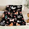 VIKAMA Cat and Floral Flannel Blanket Cat Blanket Is Soft and Machine Washable, Suitable for Sofa or Bed Home Decoration