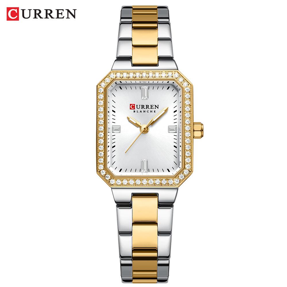CURREN 9102 Women s Square Waterproof Quartz Watch with Steel Band