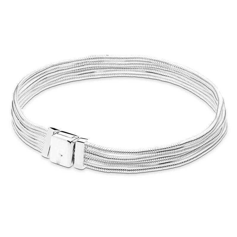 New Silver Color Classic Adjustable Snake Chain Bracelets Fits Beads Link Chain Charm Bracelets For Women Fashion Jewelry