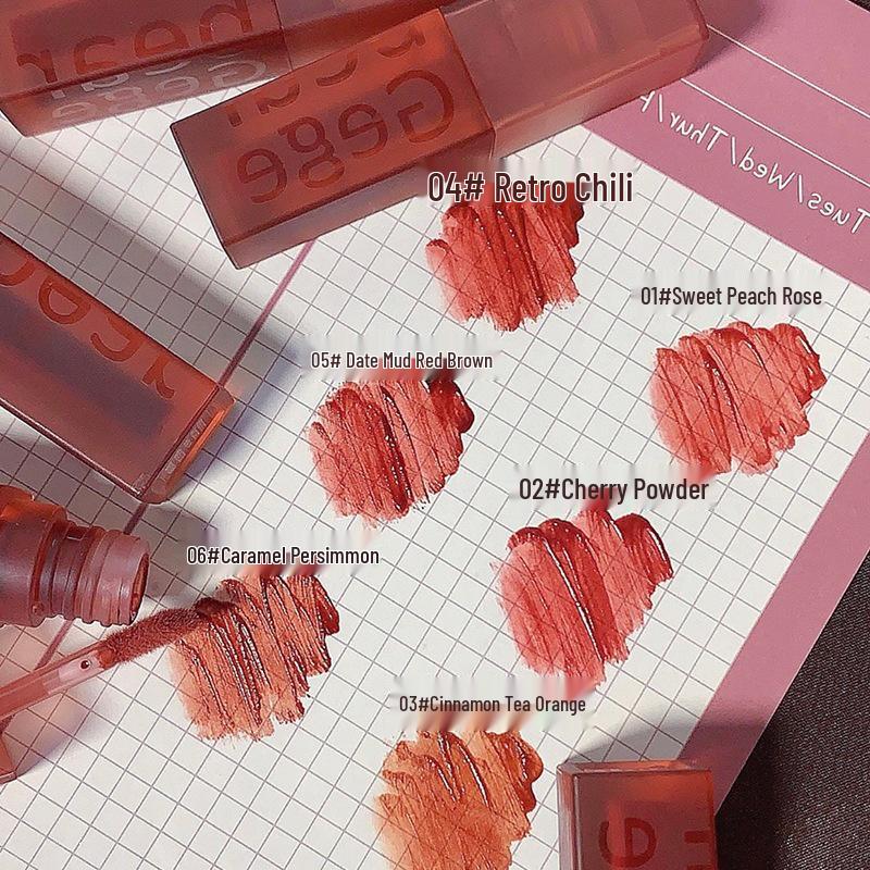 Gēgē Little Bear Velvet Matte Lip Glaze - Silk Velvet, Natural Brightening Lipstick for Students