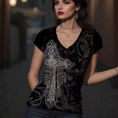 TrendHub Letní základní crop topy Y2k estetika Tie-dye potisk Dámská grunge trička Vintage úzká Harajuku ležérní černá trička