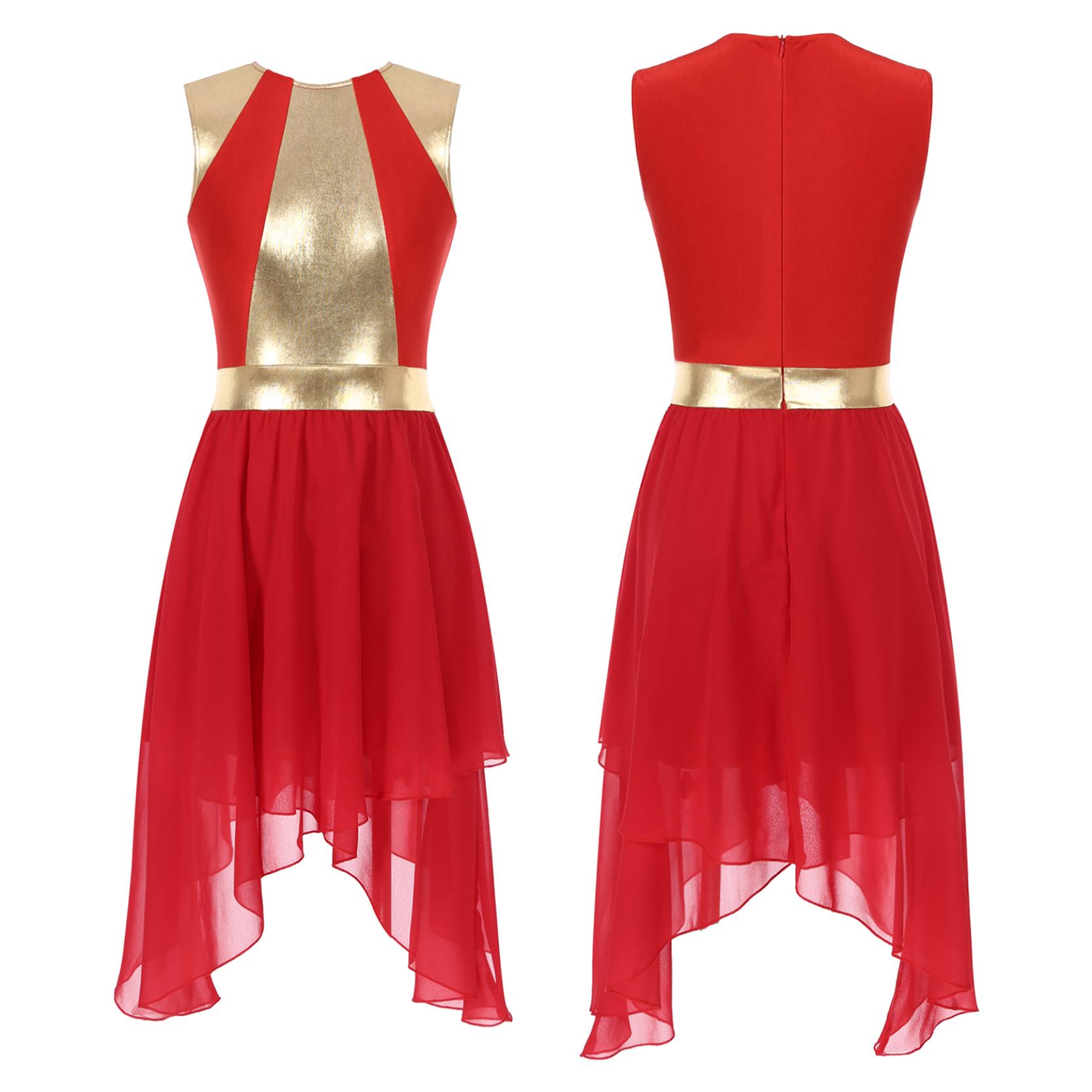 

Женская танцевальная одежда с восхвалением, халат, платье, костюм для поклонения, шифоновые платья без рукавов, литургический танец L красный