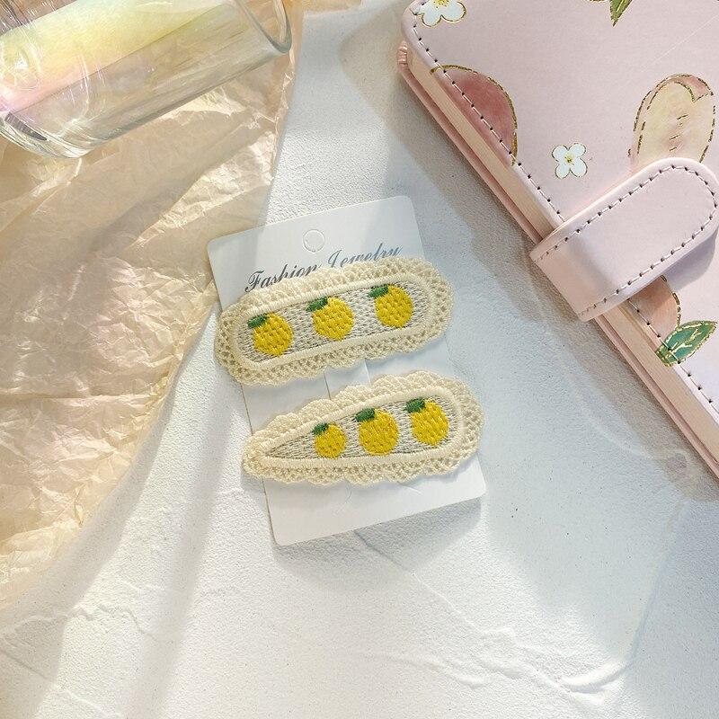 2/5 Stück Hübsche Pony-Seitenklammer Kinder Kopfschmuck Niedliche Kleinkind Mädchen Haarspange Koreanische Mode Beige Farbe Frucht Haarnadel für Kinder Mädchen