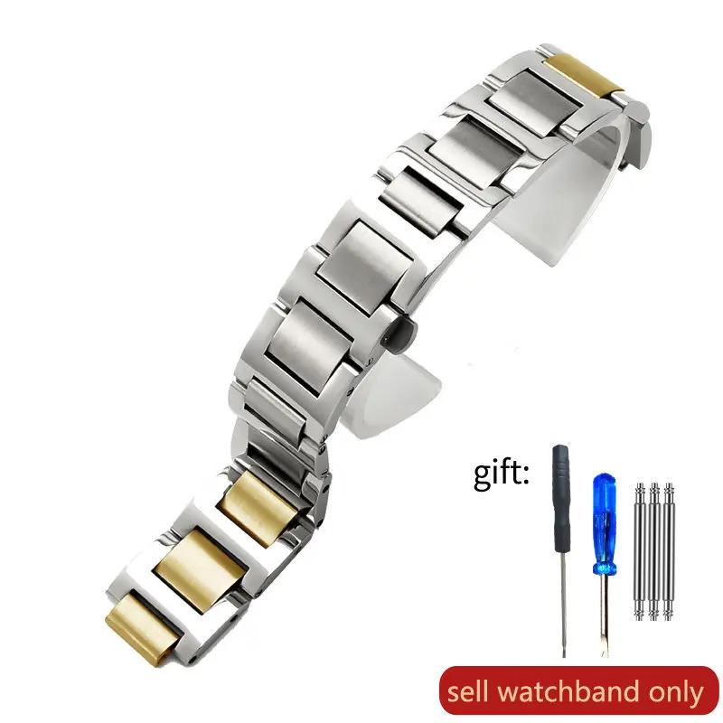 Solidny stalowy pasek do zegarka Cartier Blue Balloon Pasek stalowy Wypukły interfejs Łańcuszek do zegarka Męski Damski 8mm*14mm 16mm 12mm*20mm