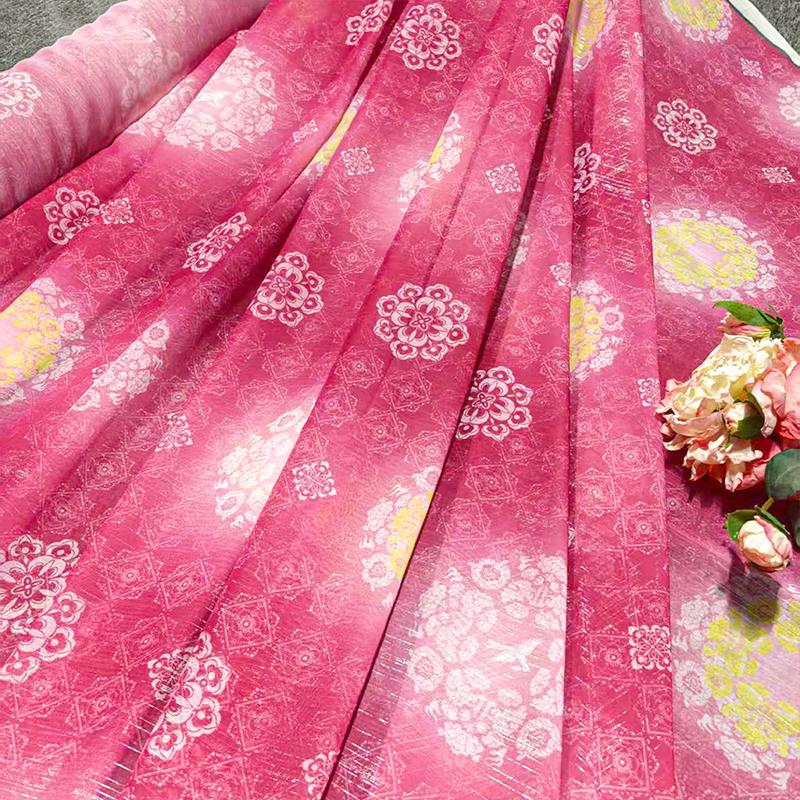 Ancient Flower Print Tulle Chiffon Fabric For DIY Hanfu Stage Dance Dress Costume Sewing Designer Fabric Decor Crafts 100x150cm