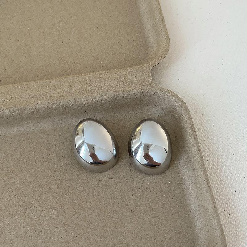 

Геометрическое овальное гладкое металлическое ожерелье с подвеской, серьги-гвоздики, женская преувеличенная индивидуальность, модная универсальная цепочка на шею, цепочка на свитер