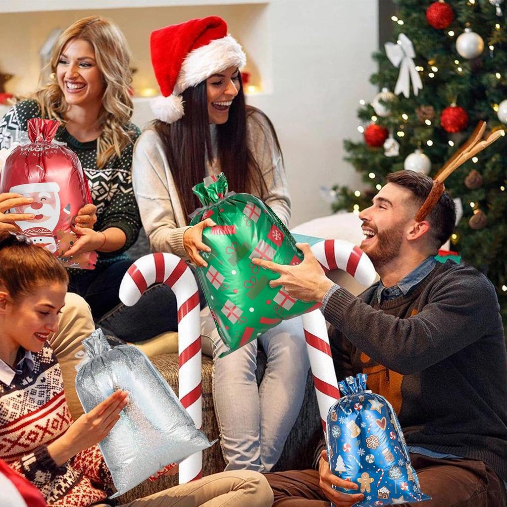 Senteria Christmas Gift Bags-42Pcs Drawstring Gift Bags Xmas Christmas Bags with Drawstring for Wrapping Christmas Gifts Presents with Ribbon Ties