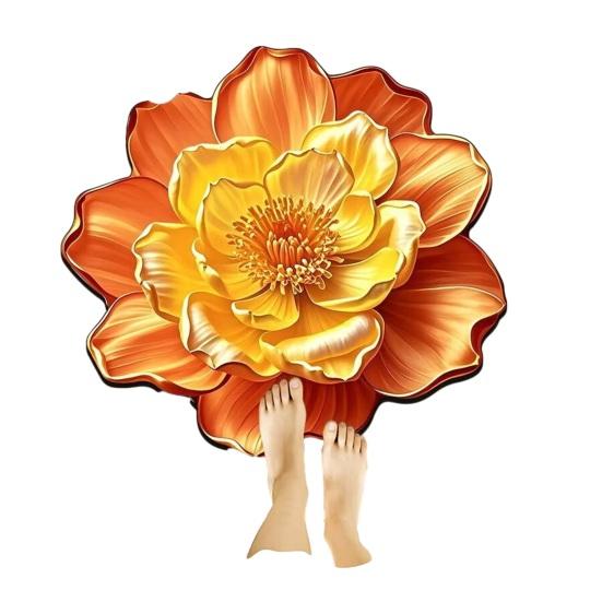 3D Flower Floor Realistic Floral Flower Shape Area Rug Bathroom Rug Decorative Mat Non-Slip