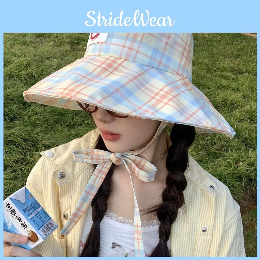 Hat Fisherman Hiking Hat Applique Yellow Orange Plaid Cloth  Outdoor Brim