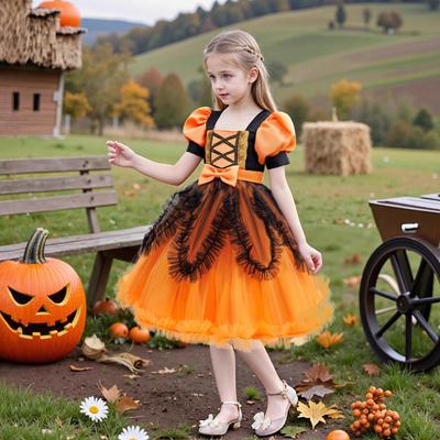 Costum Halloween Copii Dovleac Fete Vrăjitoare Cosplay Petrecere Costum de Performanță 8629 Rochia Preferată a Fetiței Rochii