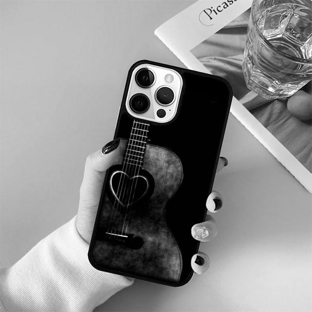 Guitar Music Black Soft Phone Case Cover For iPhone 17 Air 15 16 14 13 12 Pro Max 11 Pro Max Plus Coque Shell