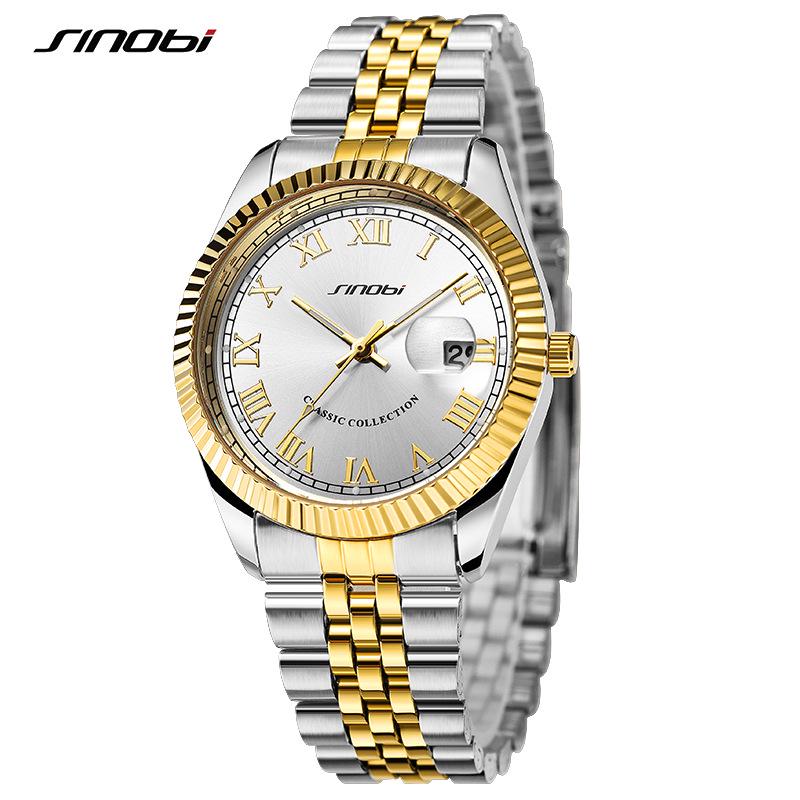Sinobi Men s Fashion Wristwatch 9862 - Stainless Steel Band with Calendar Feature