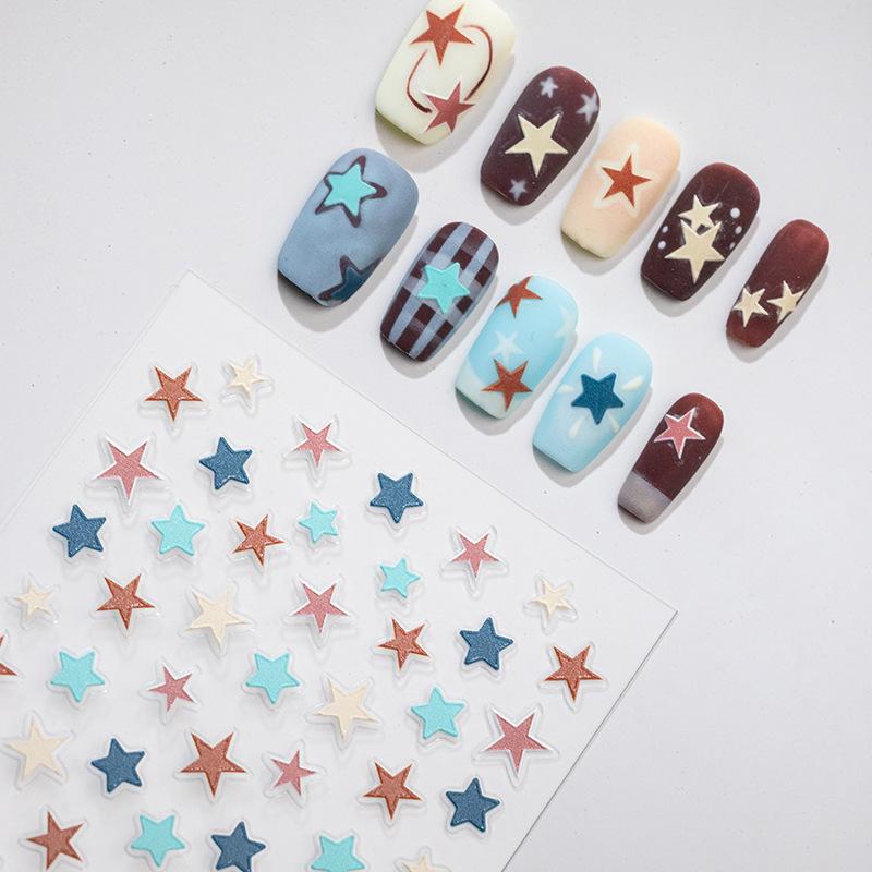 SKY Ins Style Vietnamese Star Nail Stickers: 6D Embossed, DIY Decor for Phone and iPad