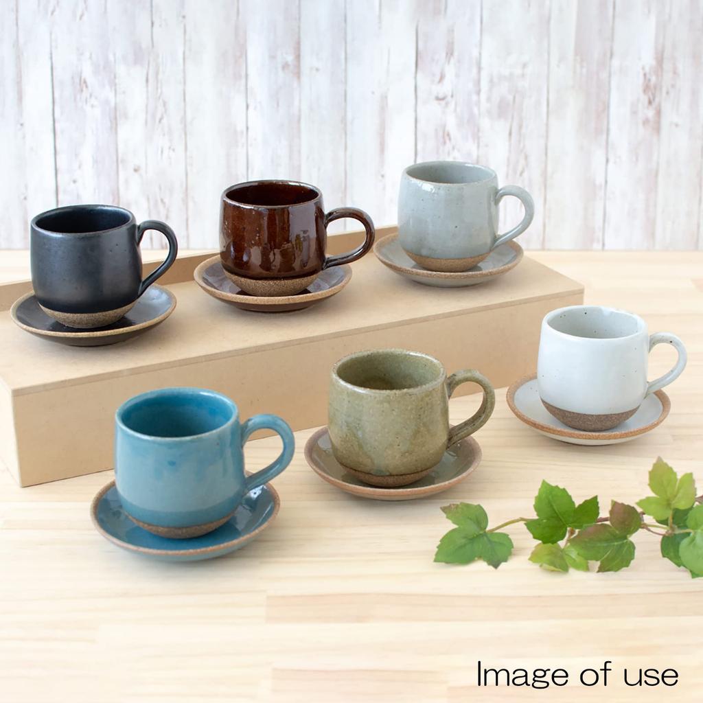 Bankoyaki Aigama "Esta" Rolling Mug, ca.. 210ml, Roter Ton Bidro (Rauchgrün), Mikrowellen- und Spülmaschinenfest, Hergestellt in Japan, Modell AGM-200016