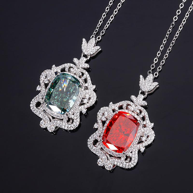 

Jewelry High Carbon Diamond Redeen Cut China Red Vintage Pendant Necklace 12 * 16