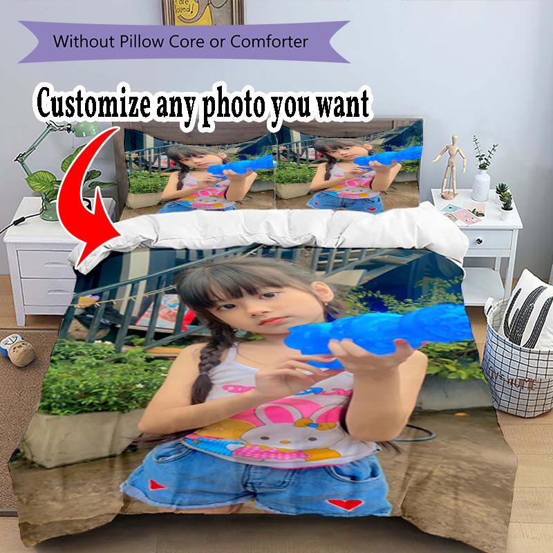 Customize Photos Customize Your Photo Bedding Set Breathable Duvet Cover with Pillowcases Home Decoration Birthday Gift