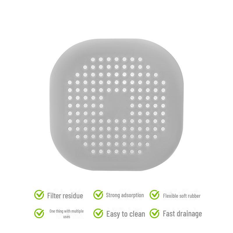Square Silicone Bathroom Drain Cover Hair Filter Mat