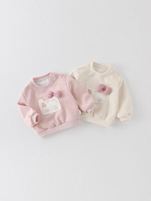 Spring 2026 Girls' Cartoon Hoodie: Cute, Versatile Infant Baby Pullover with Long Sleeves - Class A