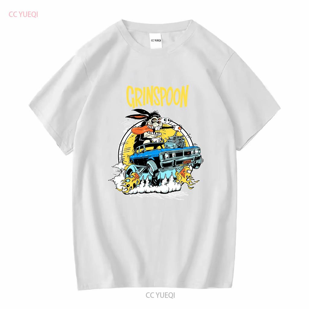 Grinspoon T Shirt Medium long sleeves vintage Washed Soft Comfortable homme graphic fashion Top For Everyday Wear Slightly
