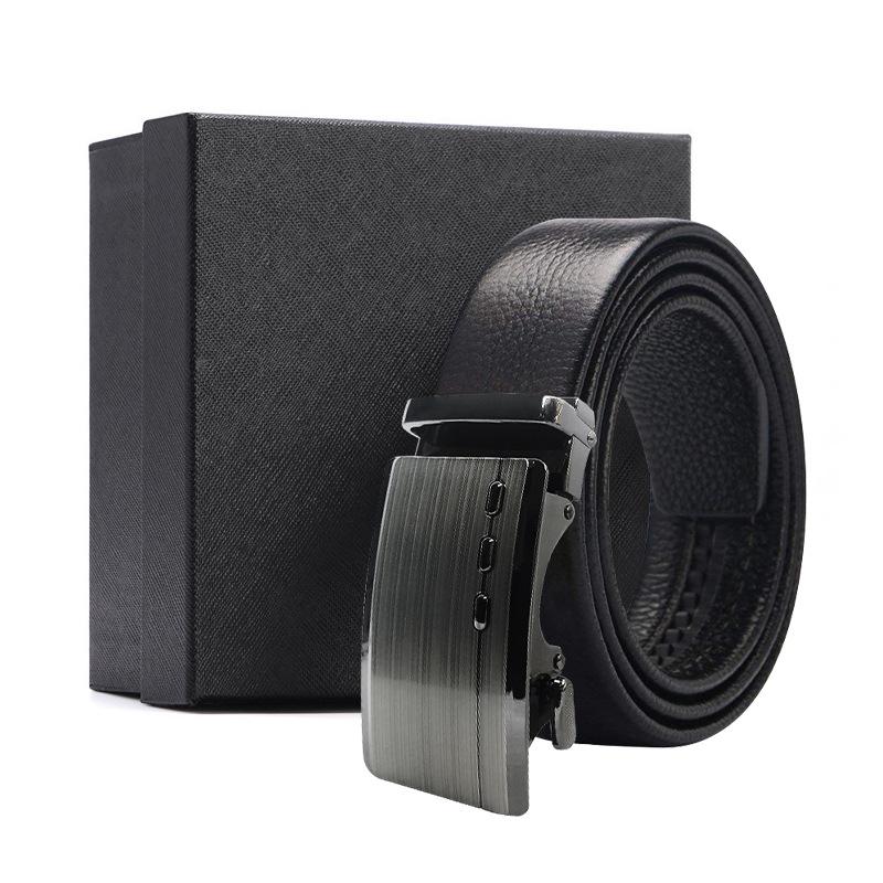 Belt Men's Premium Business Gift Box First Layer Cowhide Belt Alloy Button Head Gift High-end Automatic Buckle Belt