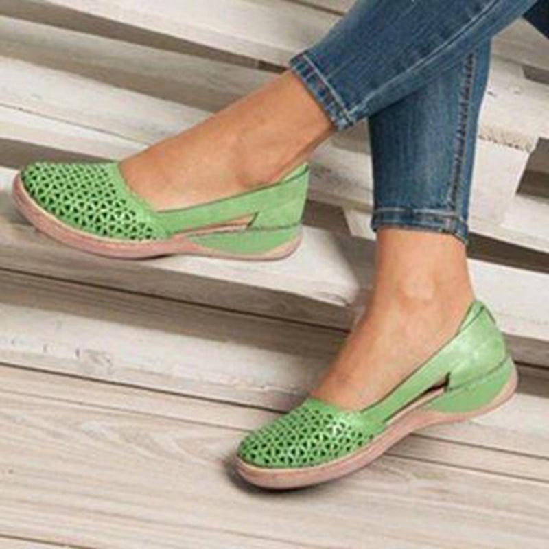 Women Breathable Hollow Slip on Flat Loafer Sandals Shoes