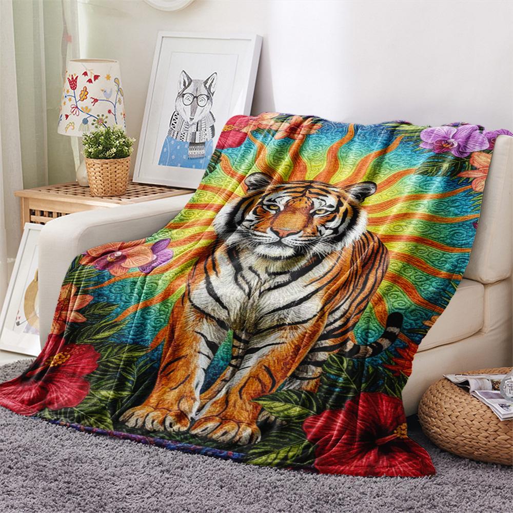 1PC Quilting Print FlAannel Blanket, High Quality Comfortable for All Seasons, Home Decor, Warmth and Comfort