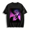 Dunkler Stil Fluchmuster Heterochromie Typ Druck T-Shirt Gothic Lockeres Oberteil Street Trendige Kleidung Reines Baumwoll-T-Shirt