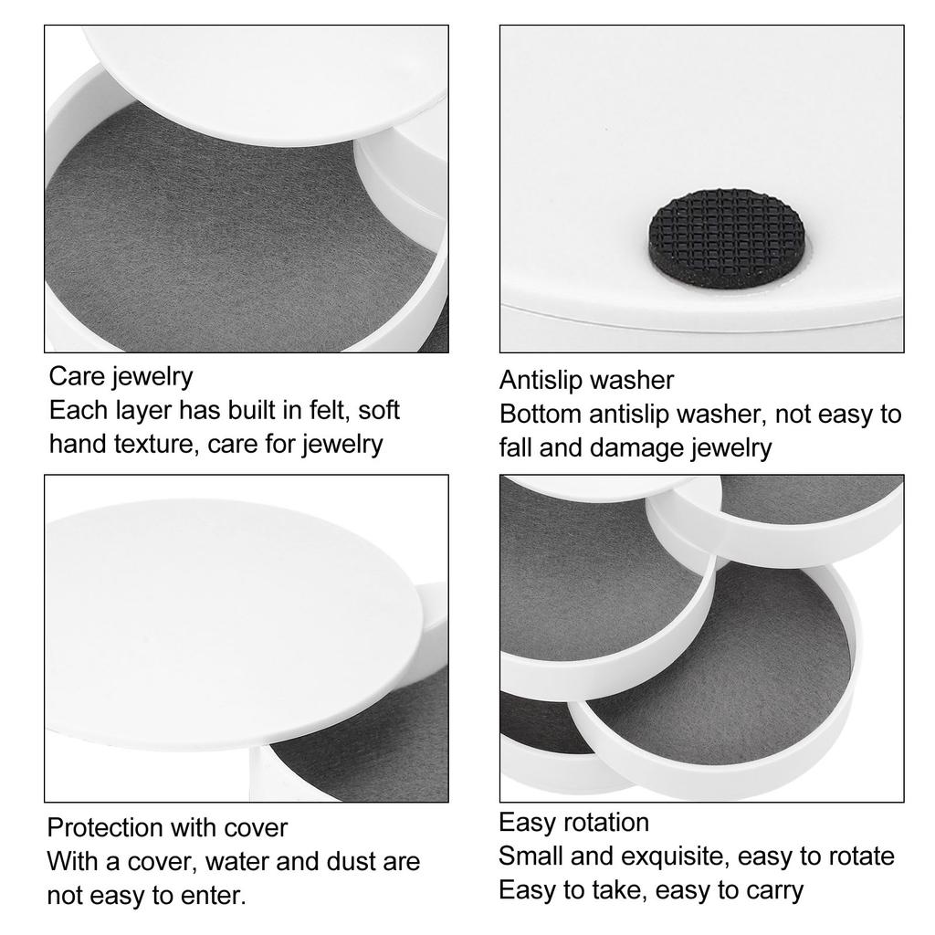 Rotatable Jewelry   4 Layers 360 Degree Rotation Dustproof Round Jewelry Box with Lid for   Household