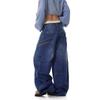 Unisex American Retro Wide-Leg Scimitar Jeans with Embroidered Pocket - Autumn Collection